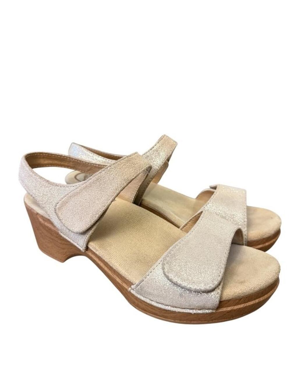 Dansko Sonnet Sandal Heel Metallic Leather Women size 39 US 9